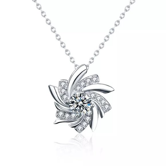 Jewelry - Certified 1/2ct. t.w. Diamond Windmill Necklace 18k White Gold over Italy Silver